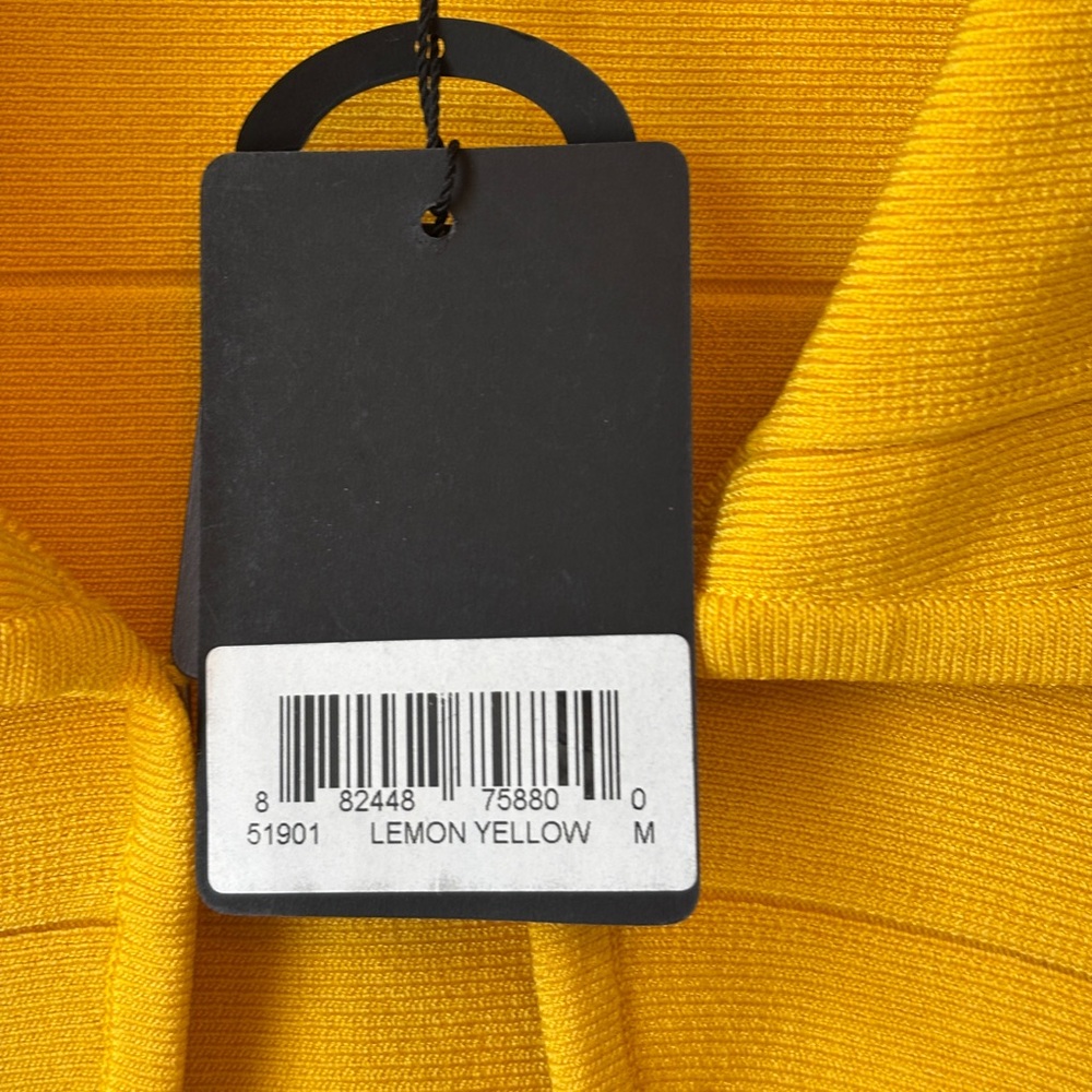 NEW Cyrus Knits Lemon Yellow Bolero Crop Sweater Md Stretch Silver Rhinestones - Picture 6 of 7